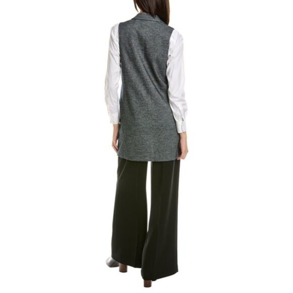 J Mclaughlin Cate Vest Size Large Tunic Blazer Black White Houndstooth Wool NEW - Picture 2 of 11